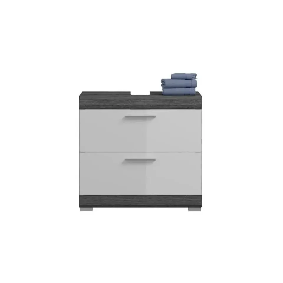 Merkloos Hioshop Scout wastafel 2 lades wit hoogglans- grijs Sale