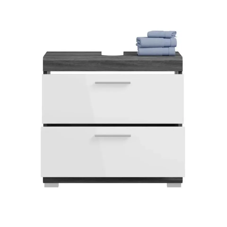 Merkloos Hioshop Scout wastafel 2 lades wit hoogglans- grijs Sale