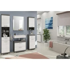 Merkloos Hioshop Scout wastafel 2 lades wit hoogglans- grijs Sale