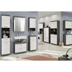 Merkloos Hioshop Scout wastafel 2 lades wit hoogglans- grijs Sale