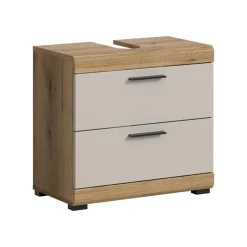 Merkloos Hioshop Scout wastafel 2 lades kasjmier decor mat- eiken decor