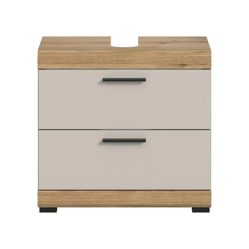 Merkloos Hioshop Scout wastafel 2 lades kasjmier decor mat- eiken decor