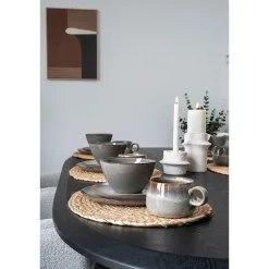 Hioshop Selma Dinerdbord keramiek set van 4 grijs- bruin Hot