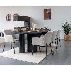 Hioshop Selma Dinerdbord keramiek set van 4 grijs- bruin Hot