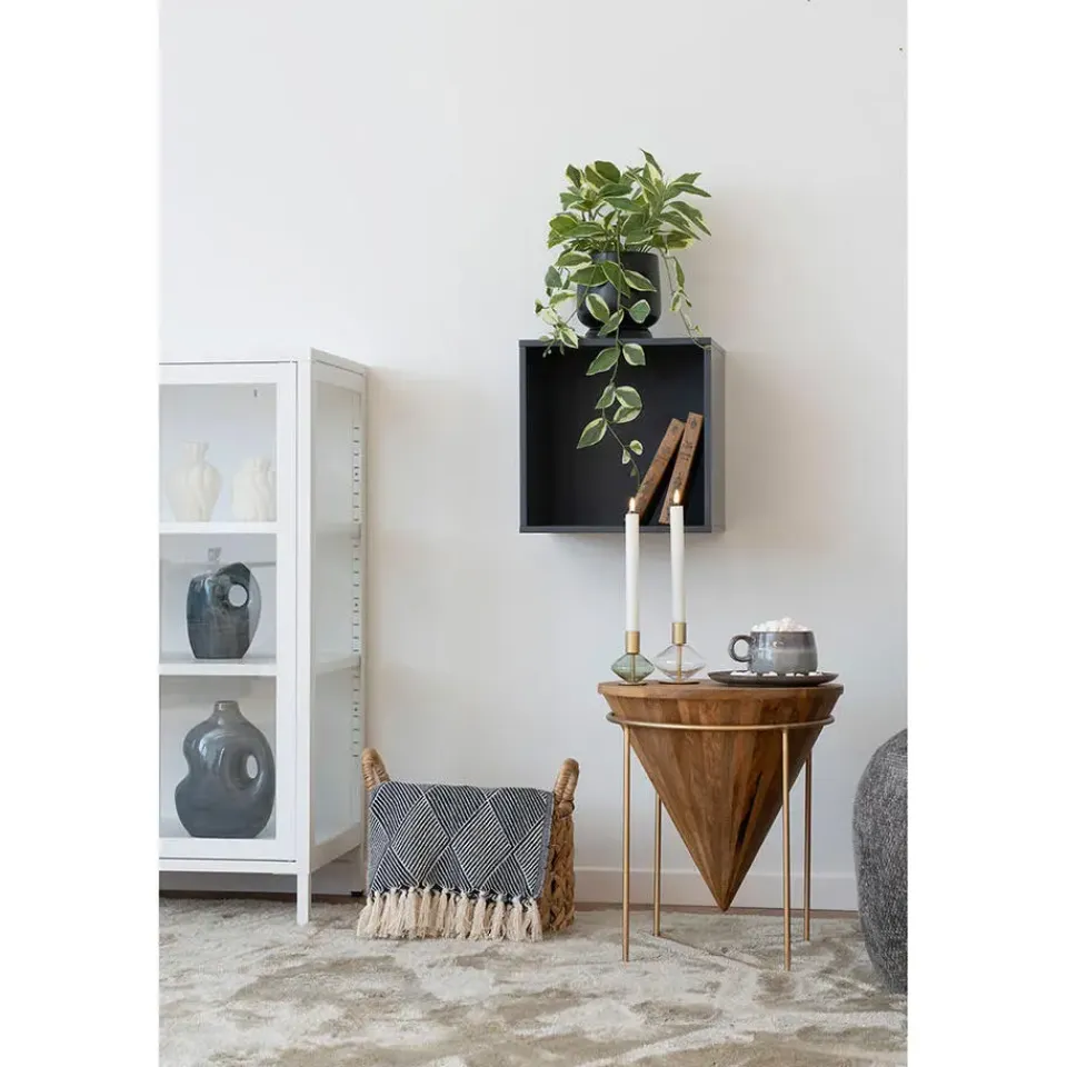 Hioshop Selma Lunchbord keramiek set van 4 grijs- bruin Best