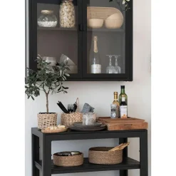 Hioshop Selma Lunchbord keramiek set van 4 grijs- bruin Best