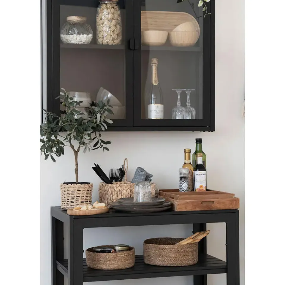 Hioshop Selma Lunchbord keramiek set van 4 grijs- bruin Best