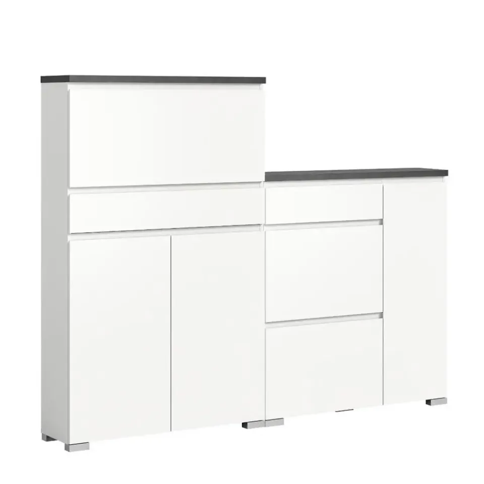 Merkloos Hioshop Shoelove schoenenkast set met 2 3 deuren- 2 vouwdeuren- 1 lade wit Best