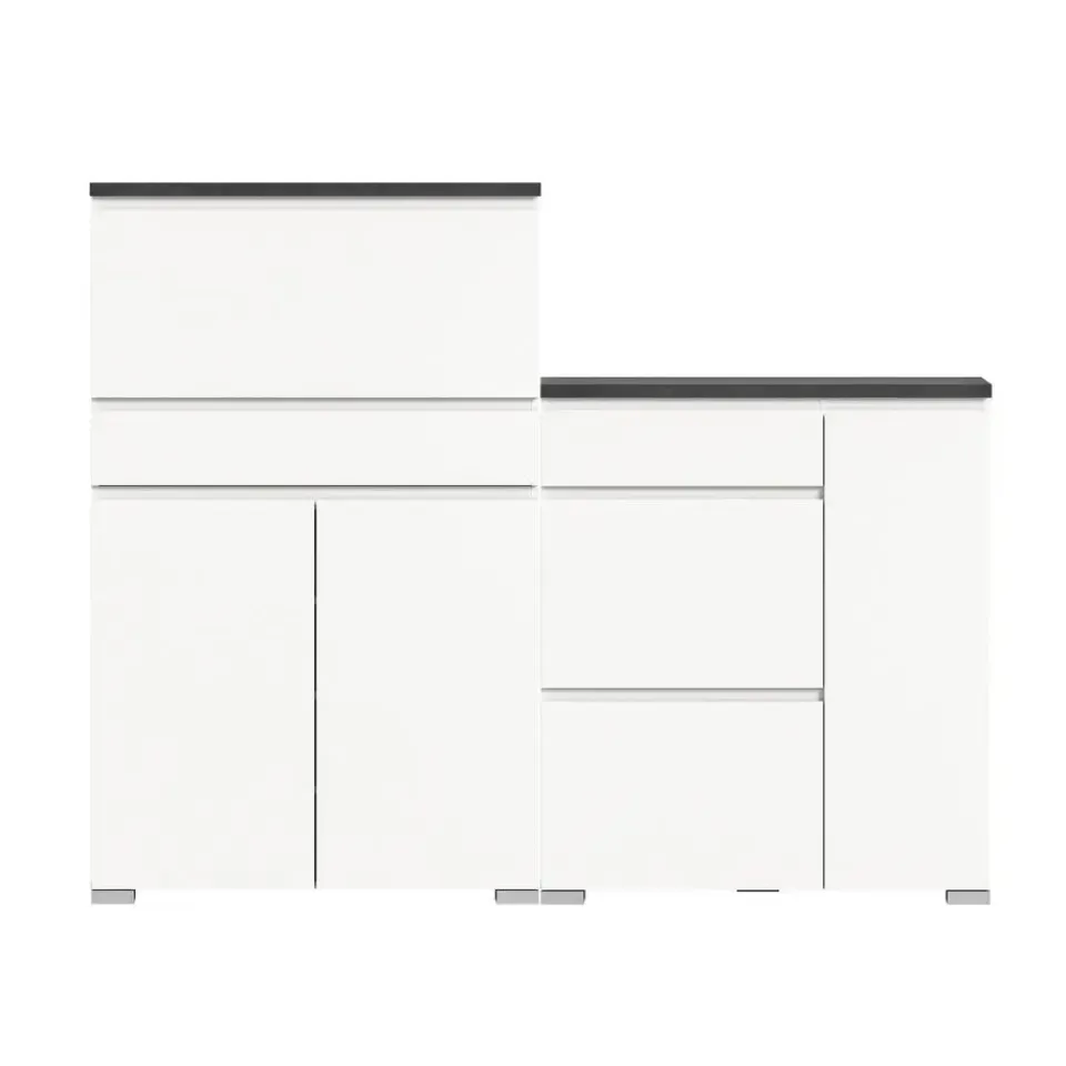 Merkloos Hioshop Shoelove schoenenkast set met 2 3 deuren- 2 vouwdeuren- 1 lade wit Best