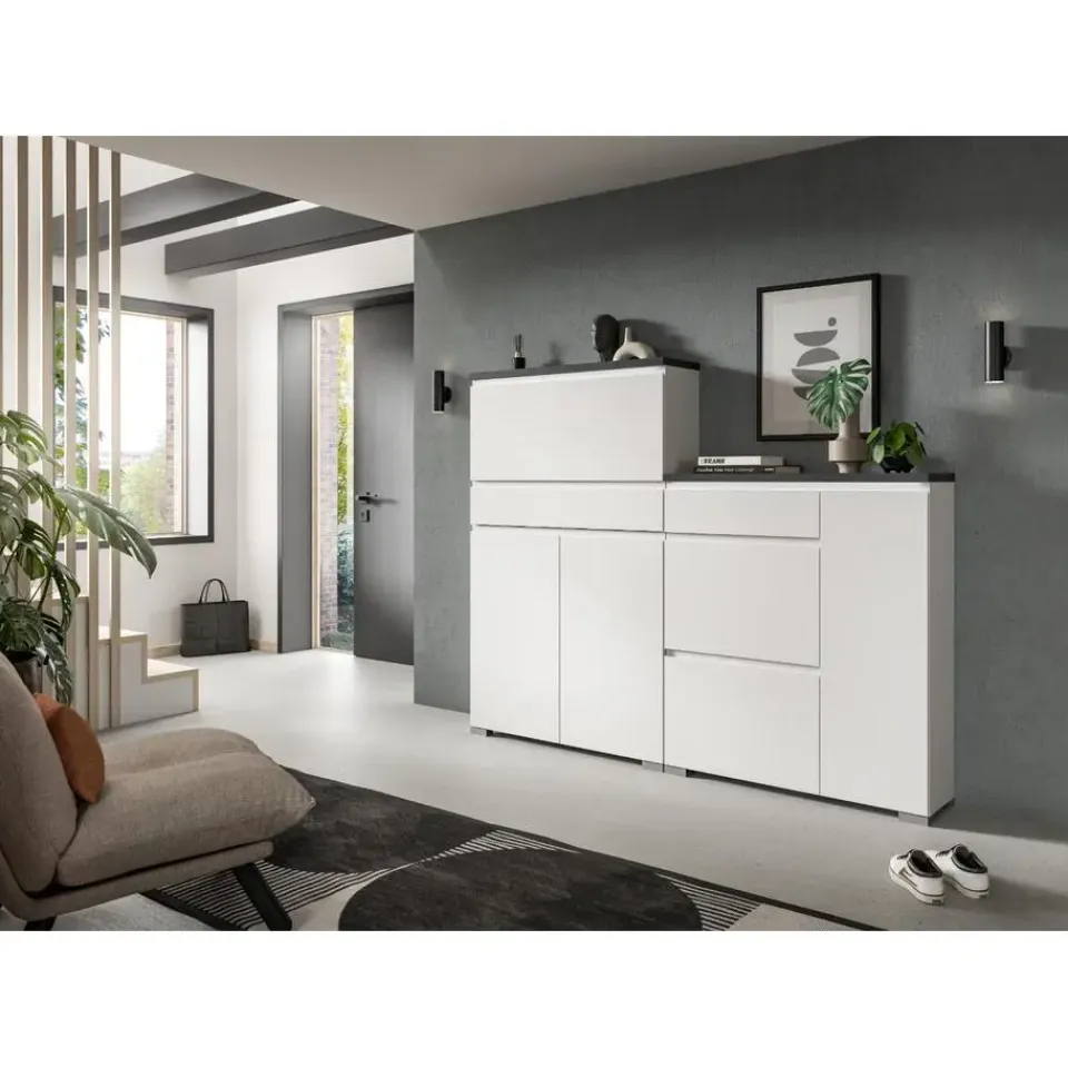 Merkloos Hioshop Shoelove schoenenkast set met 2 3 deuren- 2 vouwdeuren- 1 lade wit Best