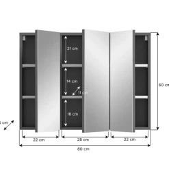 Merkloos Hioshop Soft spiegelkast 3 spiegeldeuren grijs Nachbildung Online
