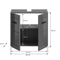 Merkloos Hioshop Soft wastafel 2 deuren grijs hoogglans- grijs Sale