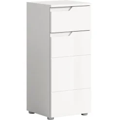 Merkloos Hioshop Solero badkamerkast 1 deur- 1 lade wit hoogglans- wit Discount