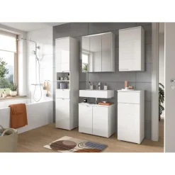 Merkloos Hioshop Solero badkamerkast 1 deur- 1 lade wit hoogglans- wit Discount