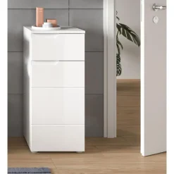 Merkloos Hioshop Solero badkamerkast 1 deur- 1 lade wit hoogglans- wit Discount