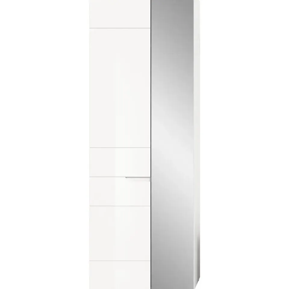 Merkloos Hioshop Solero kledingkast 1 deur- 1 spiegeldeur wit hoogglans- wit Sale