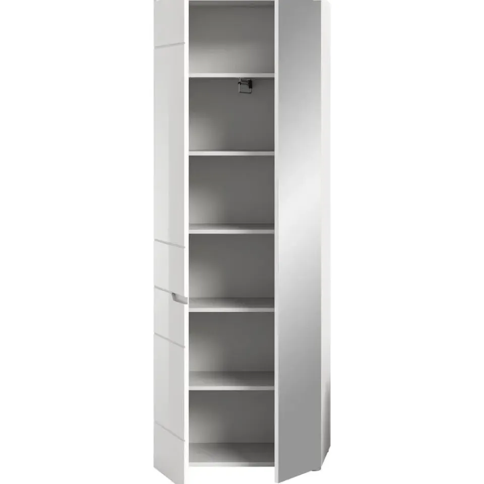 Merkloos Hioshop Solero kledingkast 1 deur- 1 spiegeldeur wit hoogglans- wit Sale
