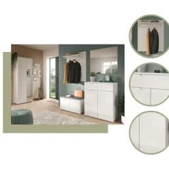 Merkloos Hioshop Solero kledingkast 1 deur- 1 spiegeldeur wit hoogglans- wit Sale