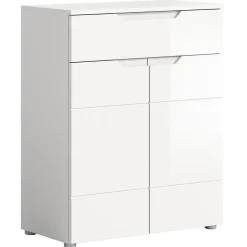 Merkloos Hioshop Solero schoenenkast 2 deuren- 1 lade wit hoogglans- wit Best