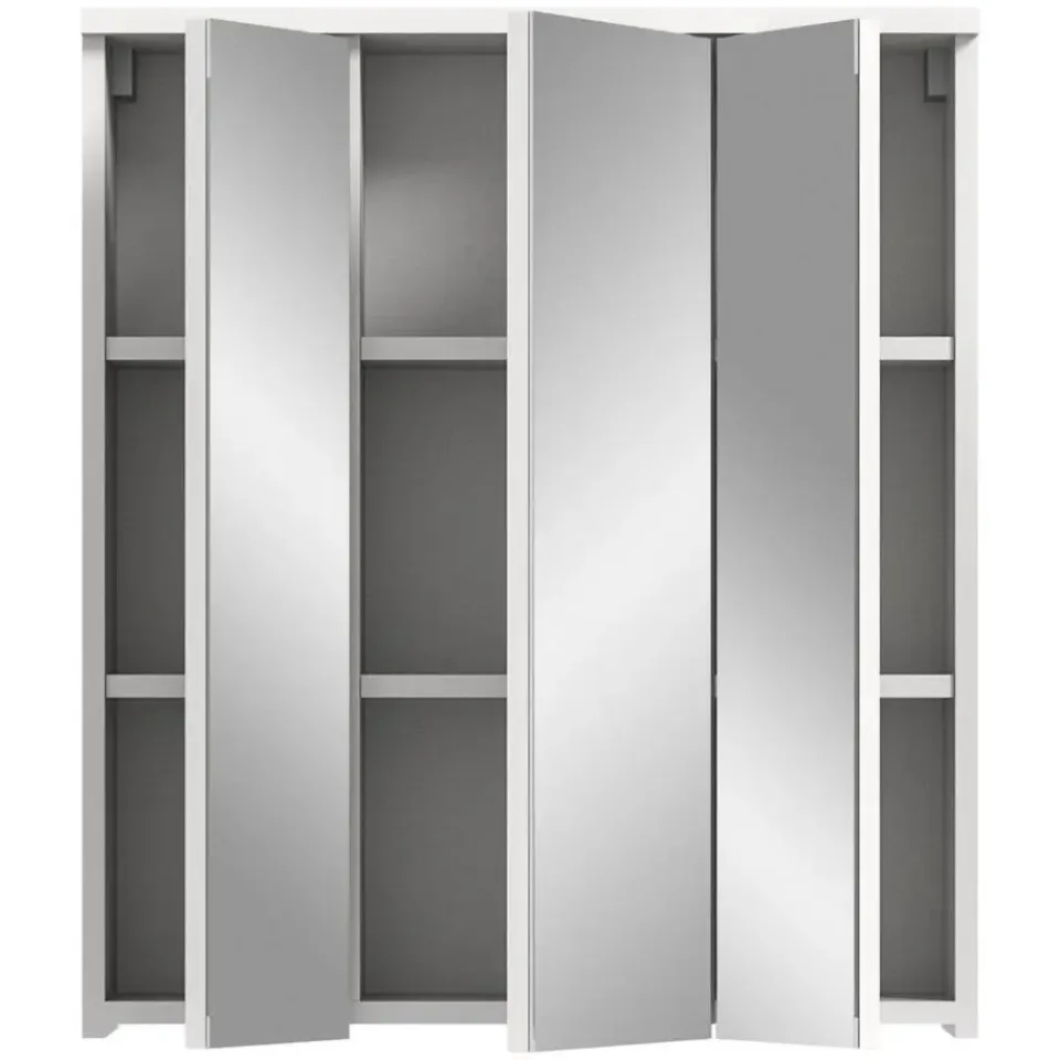 Merkloos Hioshop Solero spiegelkast 3 spiegeldeuren wit hoogglans- wit Clearance
