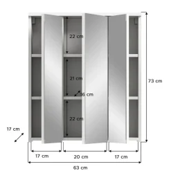 Merkloos Hioshop Solero spiegelkast 3 spiegeldeuren wit hoogglans- wit Clearance
