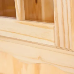 Hioshop Toswa vitrinekast 3 deuren- 2 glazen deuren- 3 lades- 2 open ruimtes Outlet