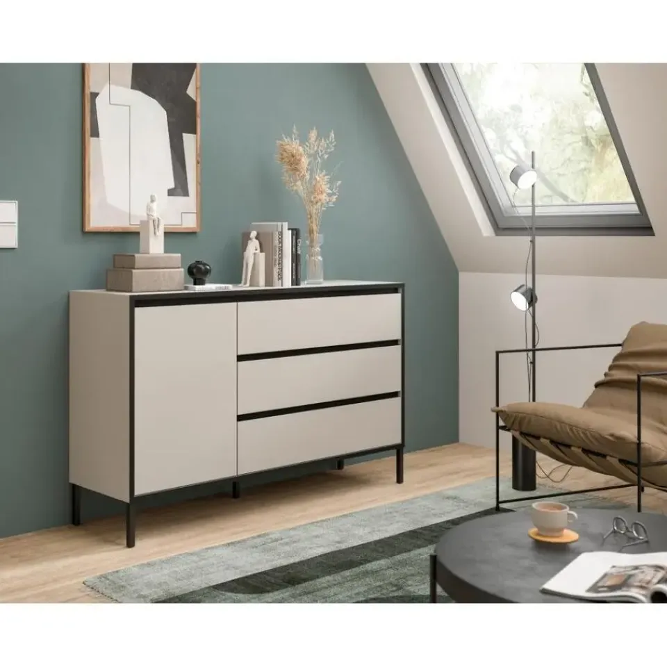 Merkloos Hioshop Tron dressoir 1 deur- 3 lades kasjmier decor Clearance