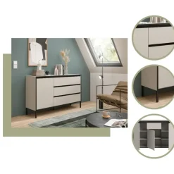 Merkloos Hioshop Tron dressoir 1 deur- 3 lades kasjmier decor Clearance