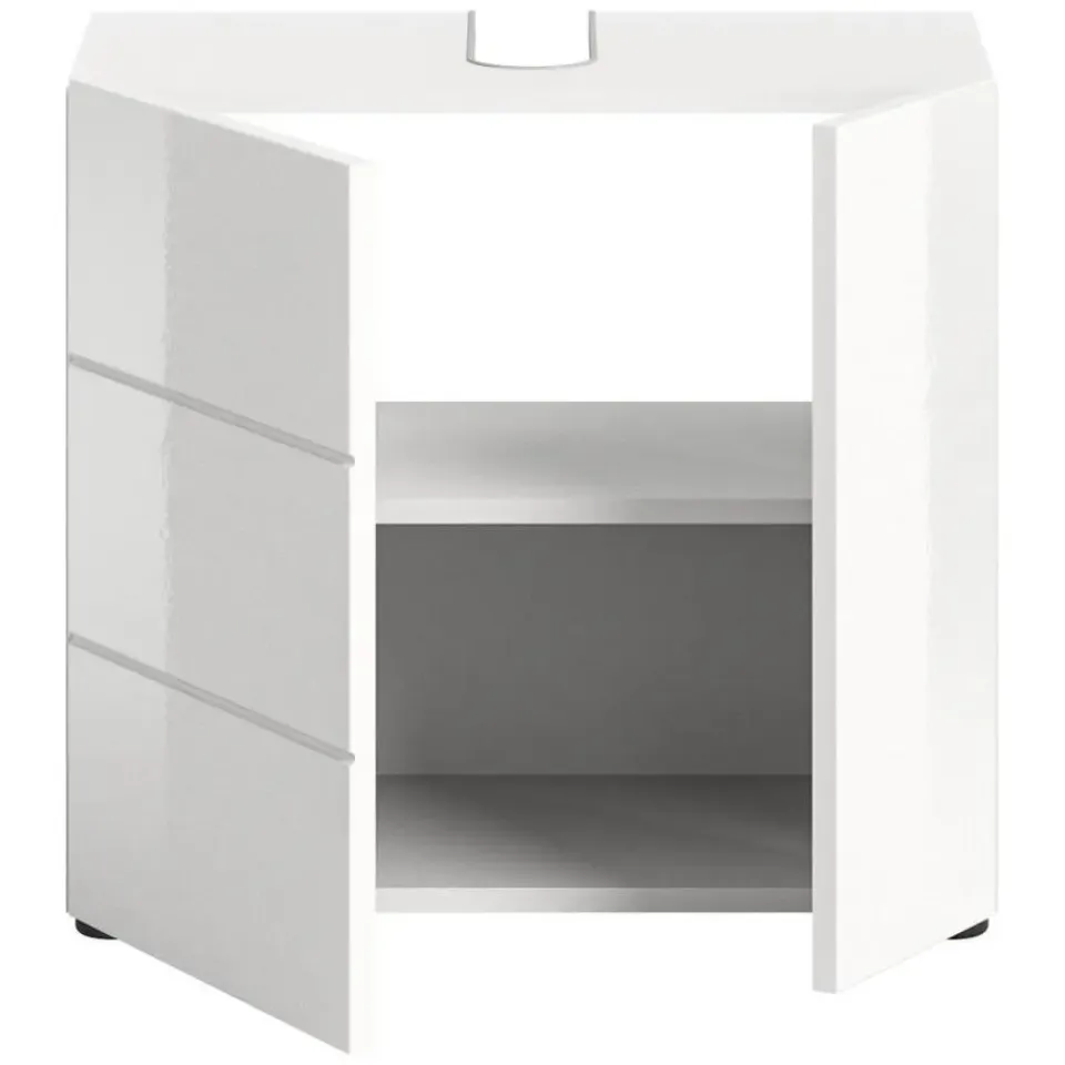 Merkloos Hioshop Vira wastafel 2 deuren wit hoogglans- wit Outlet