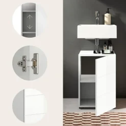 Merkloos Hioshop Vira wastafel 1 deur wit hoogglans- wit Outlet