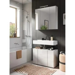 Merkloos Hioshop Vira wastafel 3 deuren- 5 lades wit hoogglans- wit New