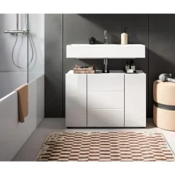 Merkloos Hioshop Vira wastafel 3 deuren- 5 lades wit hoogglans- wit New