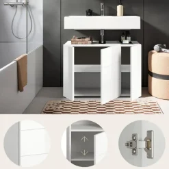 Merkloos Hioshop Vira wastafel 3 deuren- 5 lades wit hoogglans- wit New