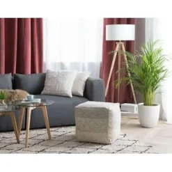 Beliani HIRRI - Poef - Lichtgrijs - Katoen Discount