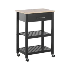 Beliani HIUMA - Keukentrolley - Zwart - Rubberhout