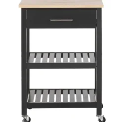 Beliani HIUMA - Keukentrolley - Zwart - Rubberhout