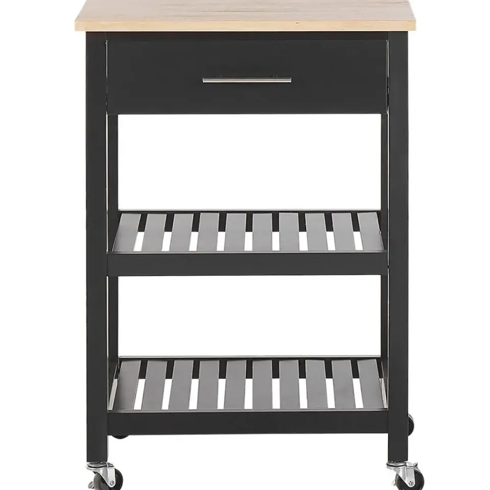 Beliani HIUMA - Keukentrolley - Zwart - Rubberhout