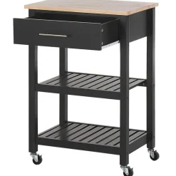 Beliani HIUMA - Keukentrolley - Zwart - Rubberhout