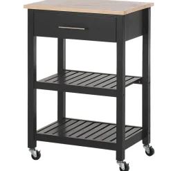 Beliani HIUMA - Keukentrolley - Zwart - Rubberhout