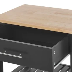 Beliani HIUMA - Keukentrolley - Zwart - Rubberhout