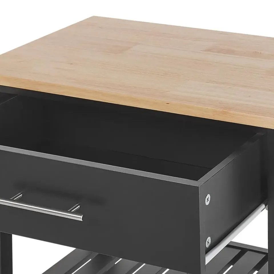 Beliani HIUMA - Keukentrolley - Zwart - Rubberhout