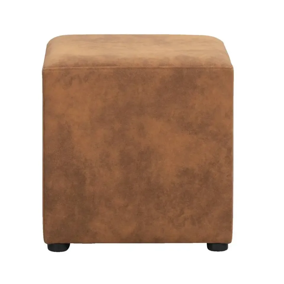Leen Bakker Hocker Nando - cognac - 45x45x45 cm Online