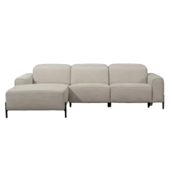 Leen Bakker Hoekbank Dave links - elektrisch verstelbaar - stof Pure - lichtgrijs Clearance