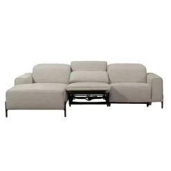 Leen Bakker Hoekbank Dave links - elektrisch verstelbaar - stof Pure - lichtgrijs Clearance