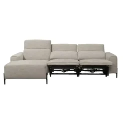 Leen Bakker Hoekbank Dave links - elektrisch verstelbaar - stof Pure - lichtgrijs Clearance