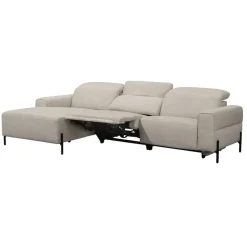 Leen Bakker Hoekbank Dave links - elektrisch verstelbaar - stof Pure - lichtgrijs Clearance