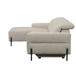 Leen Bakker Hoekbank Dave links - elektrisch verstelbaar - stof Pure - lichtgrijs Clearance