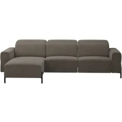 Leen Bakker Hoekbank Dave links - elektrisch verstelbaar - stof Billy Joe - grijs Best