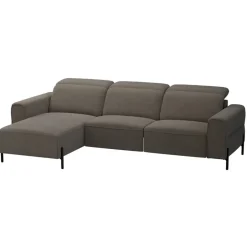 Leen Bakker Hoekbank Dave links - elektrisch verstelbaar - stof Billy Joe - grijs Best