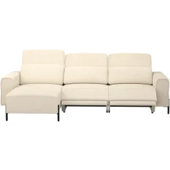 Leen Bakker Hoekbank Dave links - elektrisch verstelbaar - crème Clearance